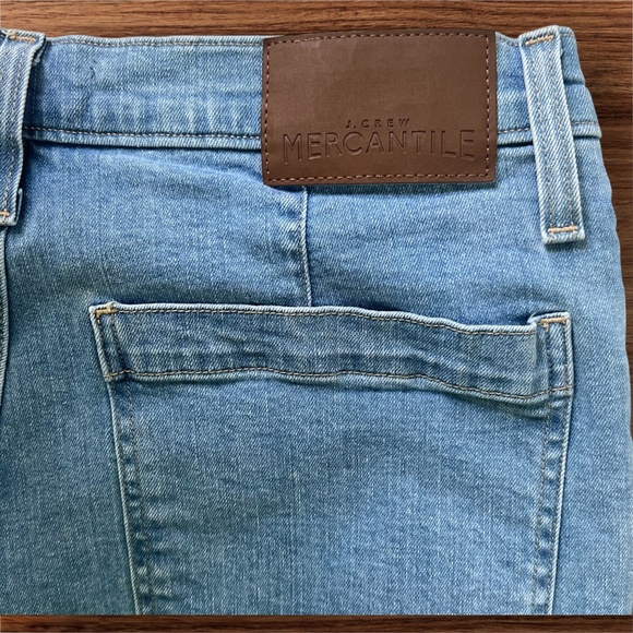 J.Crew Mercantile Size 31 Wide Leg Cropped Jeans Light Blue Denim Pockets Flaw - Picture 8 of 9